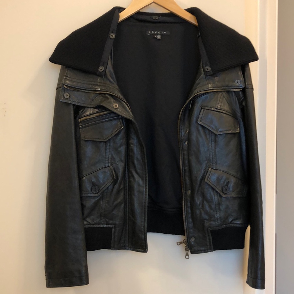 Theory Rock Nyreel Leather Jacket/ Size M/ Black